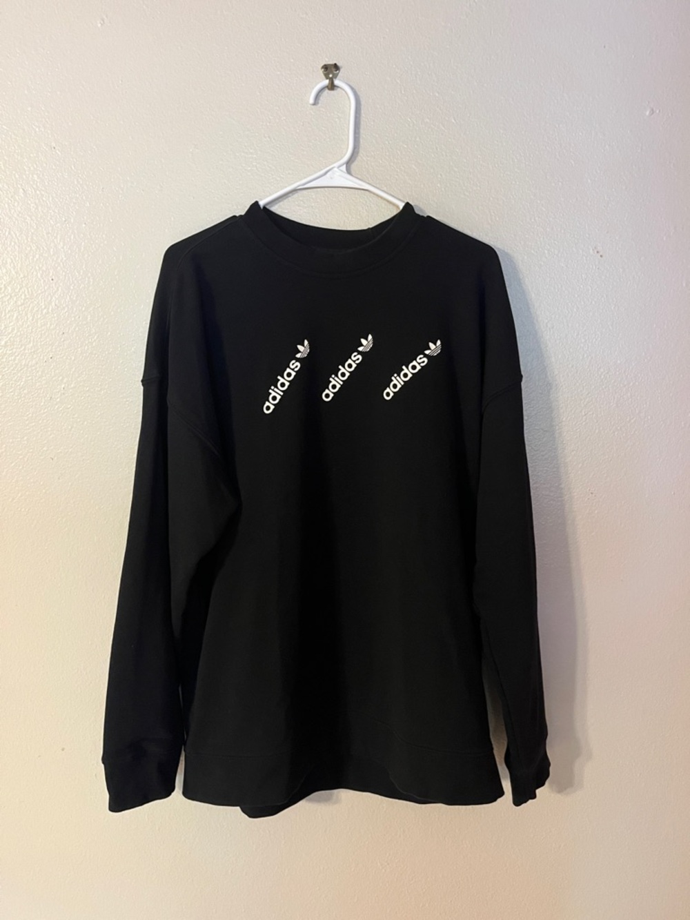 adidas Black Sweatshirt with White Trefoil Wordmarks